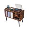 Wooden Record Player Table with Storage, Fits 220 Vinyl Records, Brown